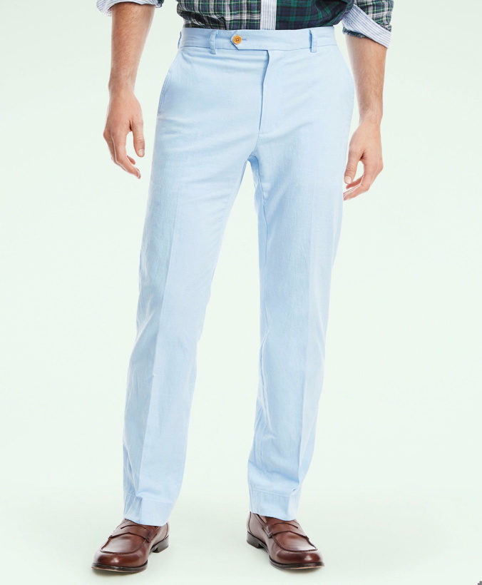 Photo: Brooks Brothers Men's Clark Straight-Fit Stretch Cotton Linen Chino Pants | Chambray