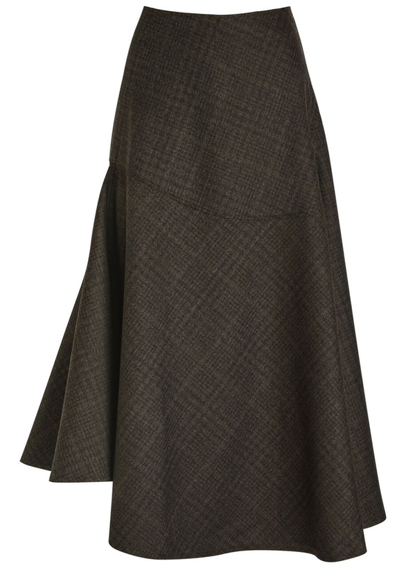 Photo: Our Legacy Waltz Asymmetric Wool Midi Skirt Brown