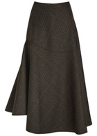 Our Legacy Waltz Asymmetric Wool Midi Skirt Brown