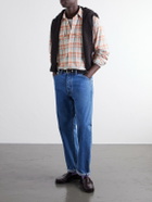 Drake's - Checked Brushed Cotton-Flannel Shirt - Orange