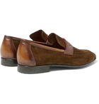 Berluti - Lorenzo Leather-Trimmed Suede Loafers - Men - Brown