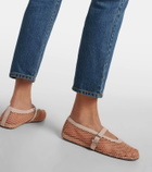 Alaïa Leather-trimmed fishnet ballet flats