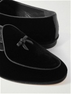 Rubinacci - Marphy Embellished Leather-Trimmed Velvet Loafers - Black