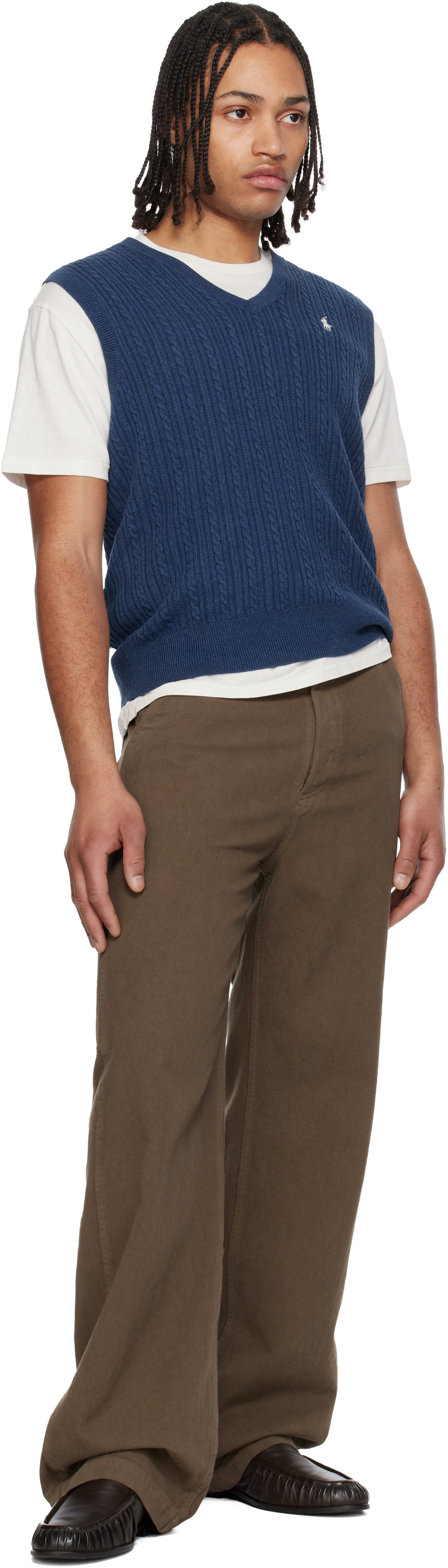 Polo Ralph Lauren Navy Cable-Knit Cotton Sweater Vest