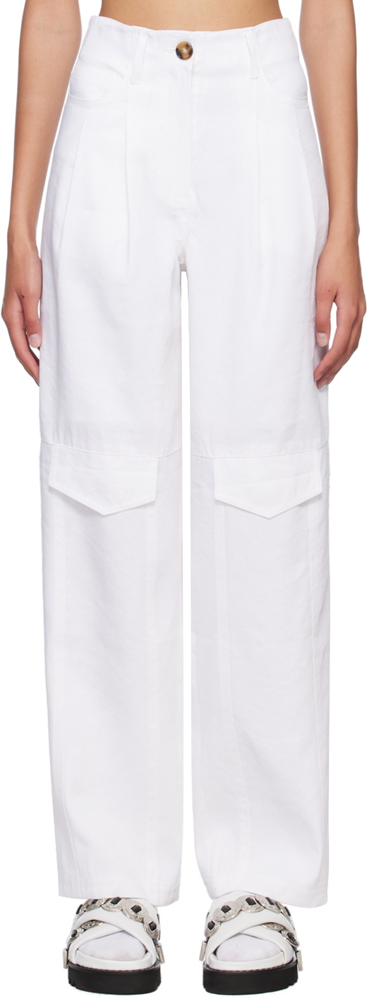 J KOO White Pocket Trousers