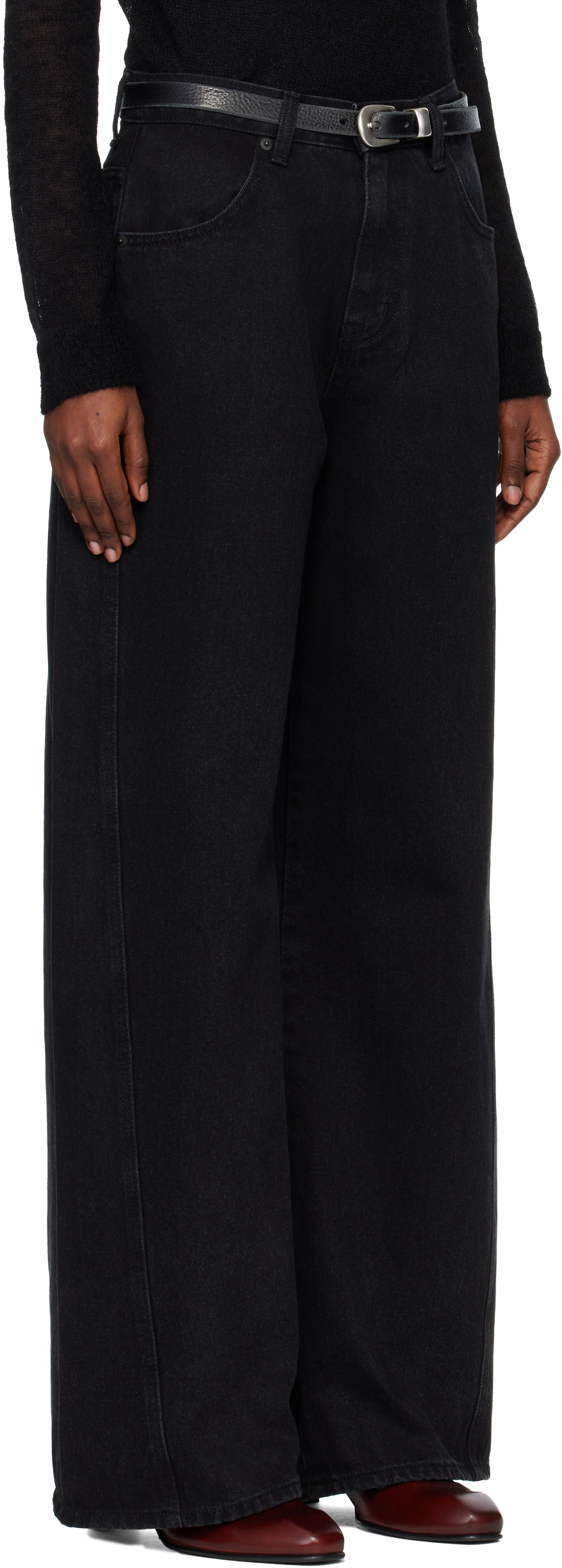 TONYWACK Black Wide-Leg Cotton Work Trousers