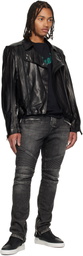 Balmain Black Lightweight Lambskin Leather Biker Jacket