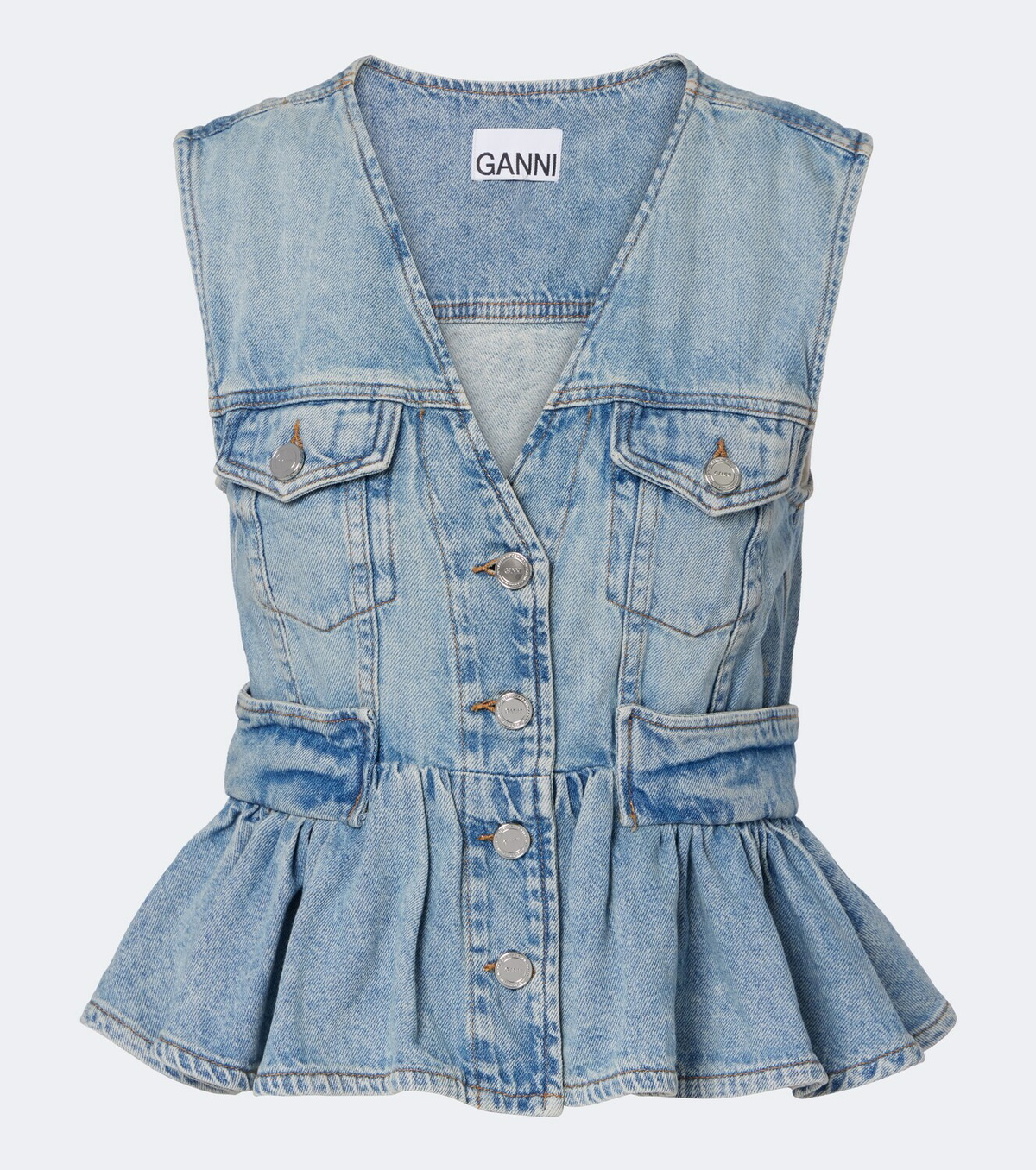 Ganni Peplum denim top