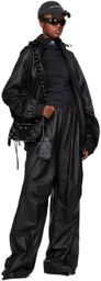 Balenciaga Black 3B Sports Icon Leather Jacket
