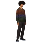 Missoni Green Knit Striped Long Sleeve Polo