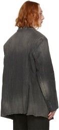 Balenciaga Grey Denim Pinstripe Blazer