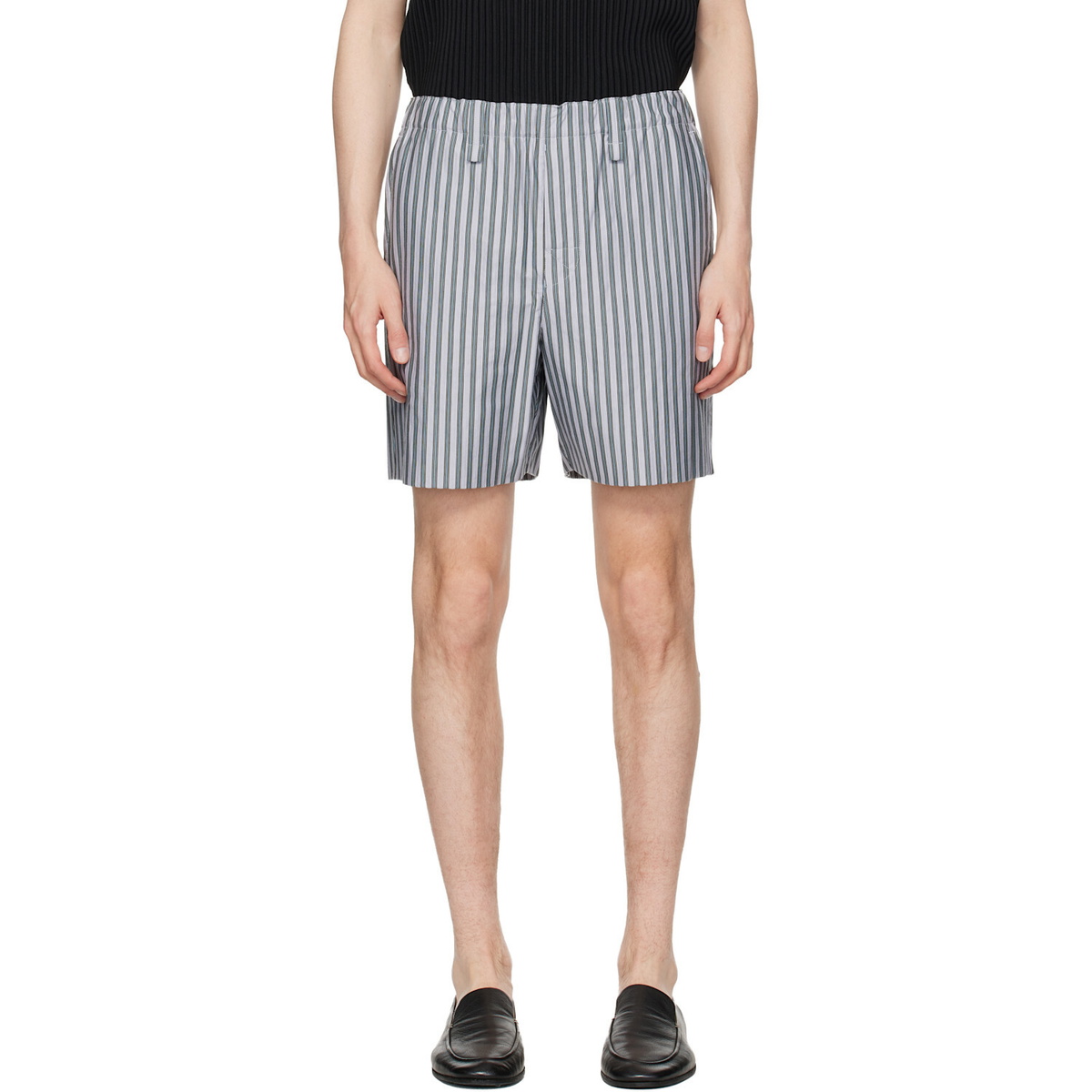HOMME PLISSÉ ISSEY MIYAKE Blue Stripe Jersey Shorts