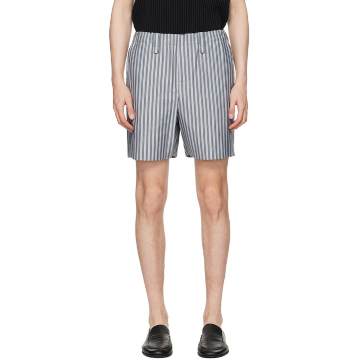 Photo: HOMME PLISSÉ ISSEY MIYAKE Blue Stripe Jersey Shorts