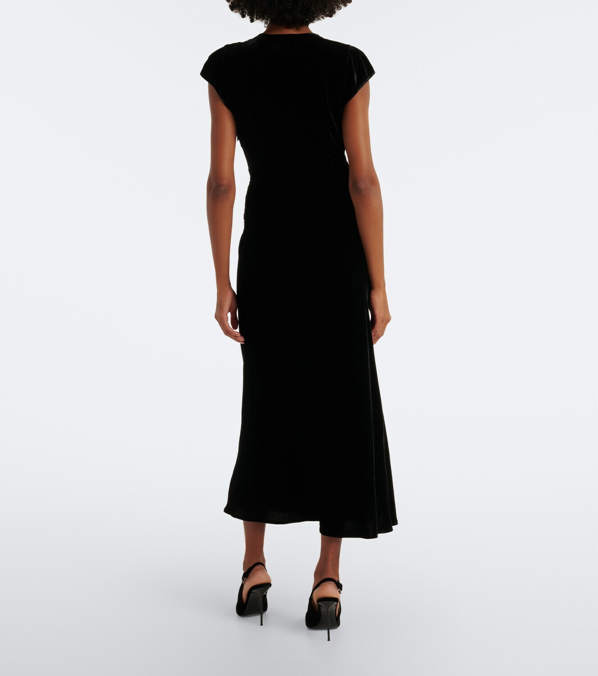 Rixo Arlette draped velvet midi dress