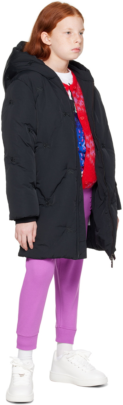 Burberry Kids Black Embroidered Logo Down Jacket