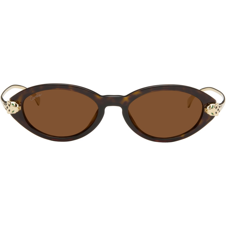 Photo: Cartier Brown & Gold 'Panthère de Cartier' Sunglasses