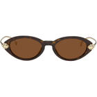 Cartier Brown & Gold 'Panthère de Cartier' Sunglasses