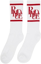 Rhude White & Red Scramble Logo Socks