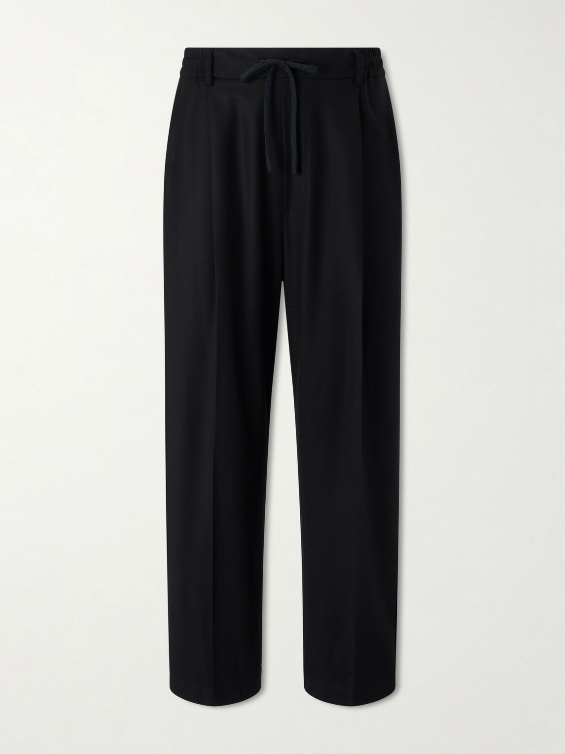 Barena - Mado Wide-Leg Wool-Blend Drawstring Trousers - Black