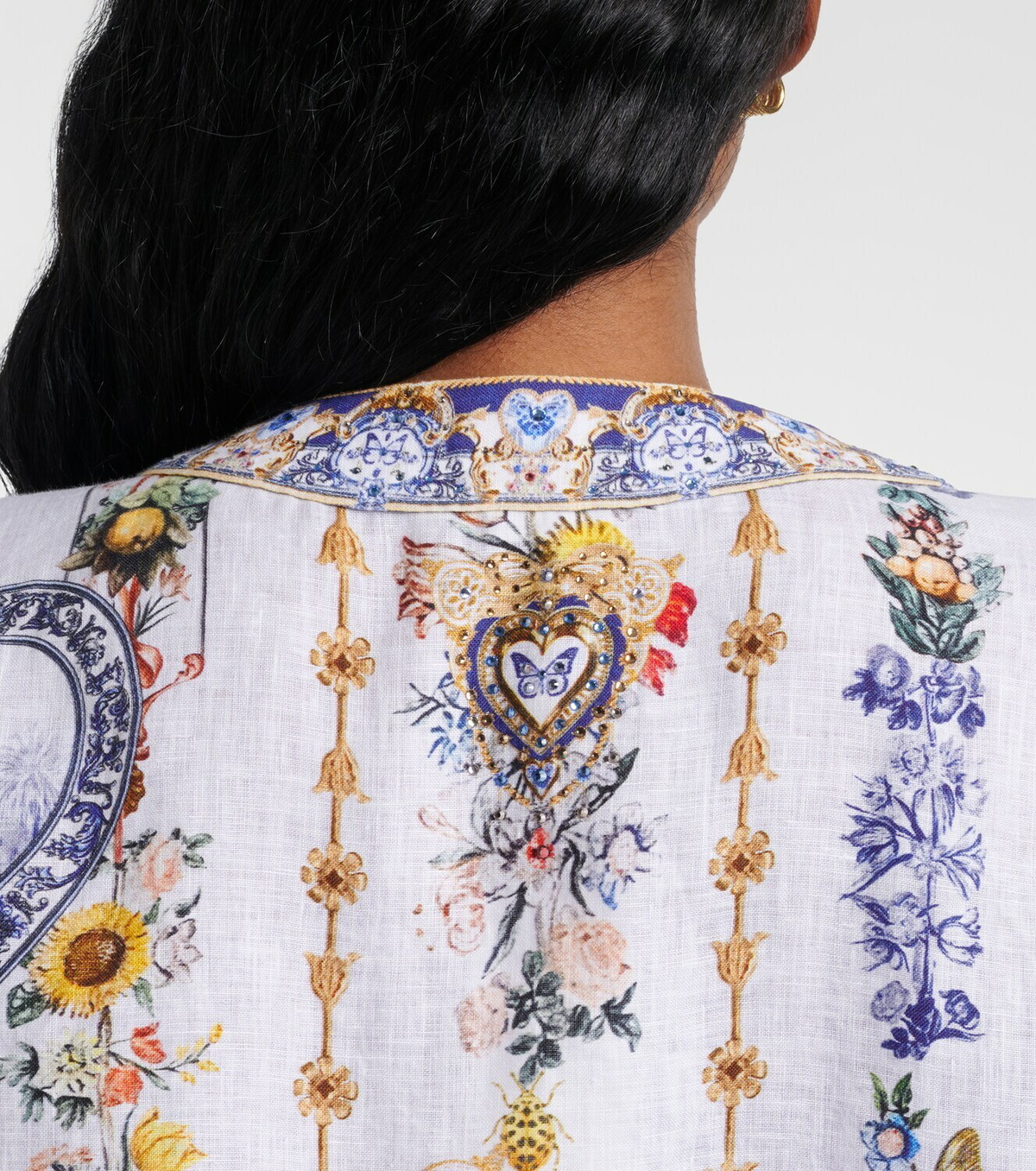 Camilla Cutout printed linen kaftan