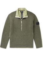 Stone Island Shadow Project - Logo-Appliquéd Textured-Knit Half-Zip Sweater - Green