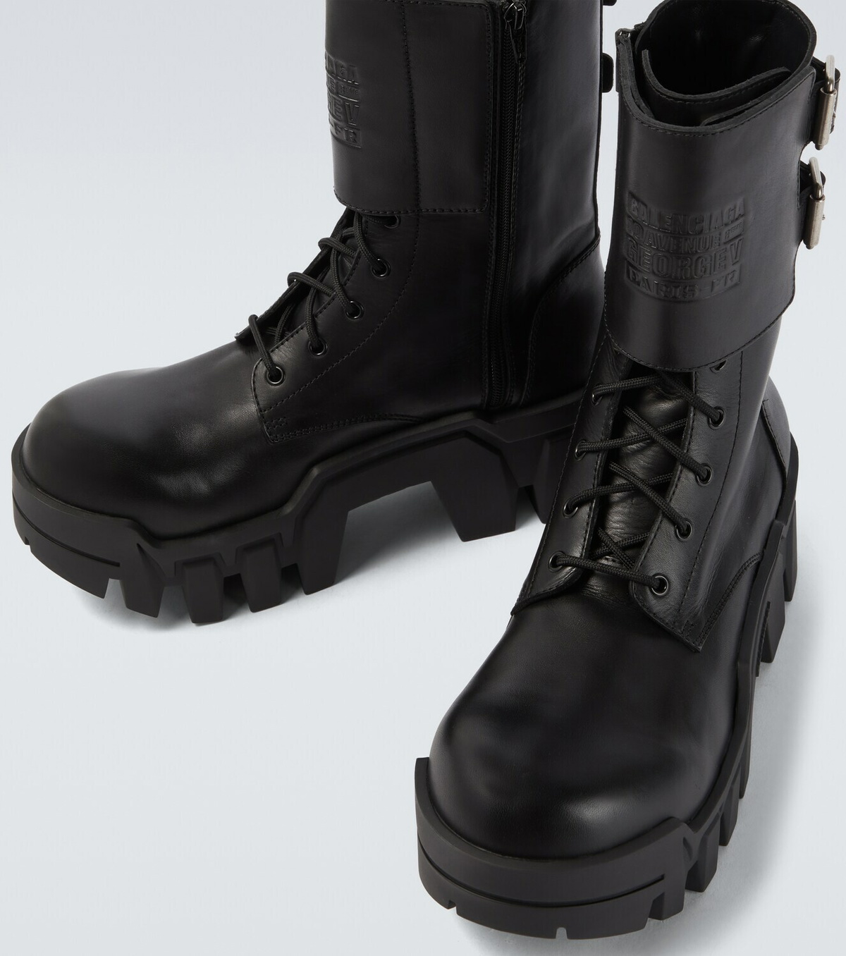 Balenciaga Bulldozer debossed leather combat boots