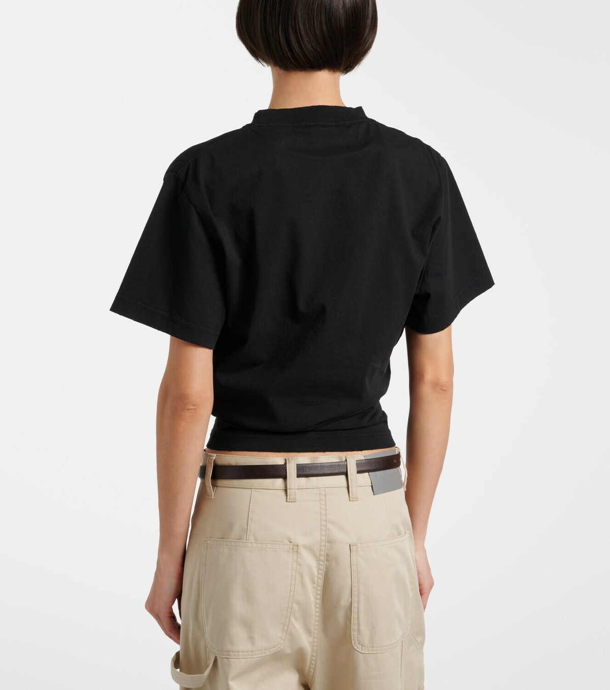 Balenciaga Logo cropped cotton jersey T-shirt