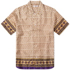 Bode Men's Micro Fleur Short Sleeve Shirt in Gold Multi