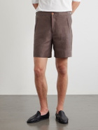 God's True Cashmere - Straight-Leg Linen-Twill Shorts - Brown