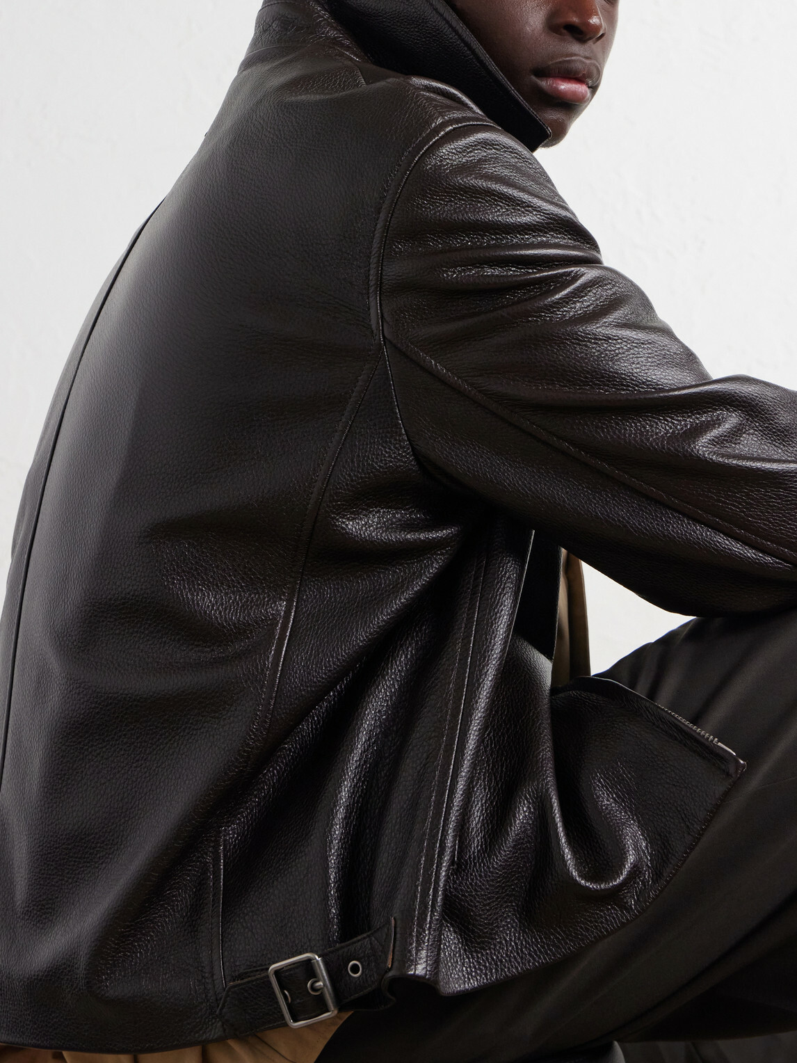 LOEWE - Full-Grained Leather Jacket - Brown