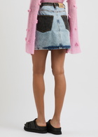 Rotate Sunday Panelled Bleached Denim Mini Skirt