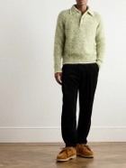 Federico Curradi - Ribbed Wool-Blend Polo Sweater - Green