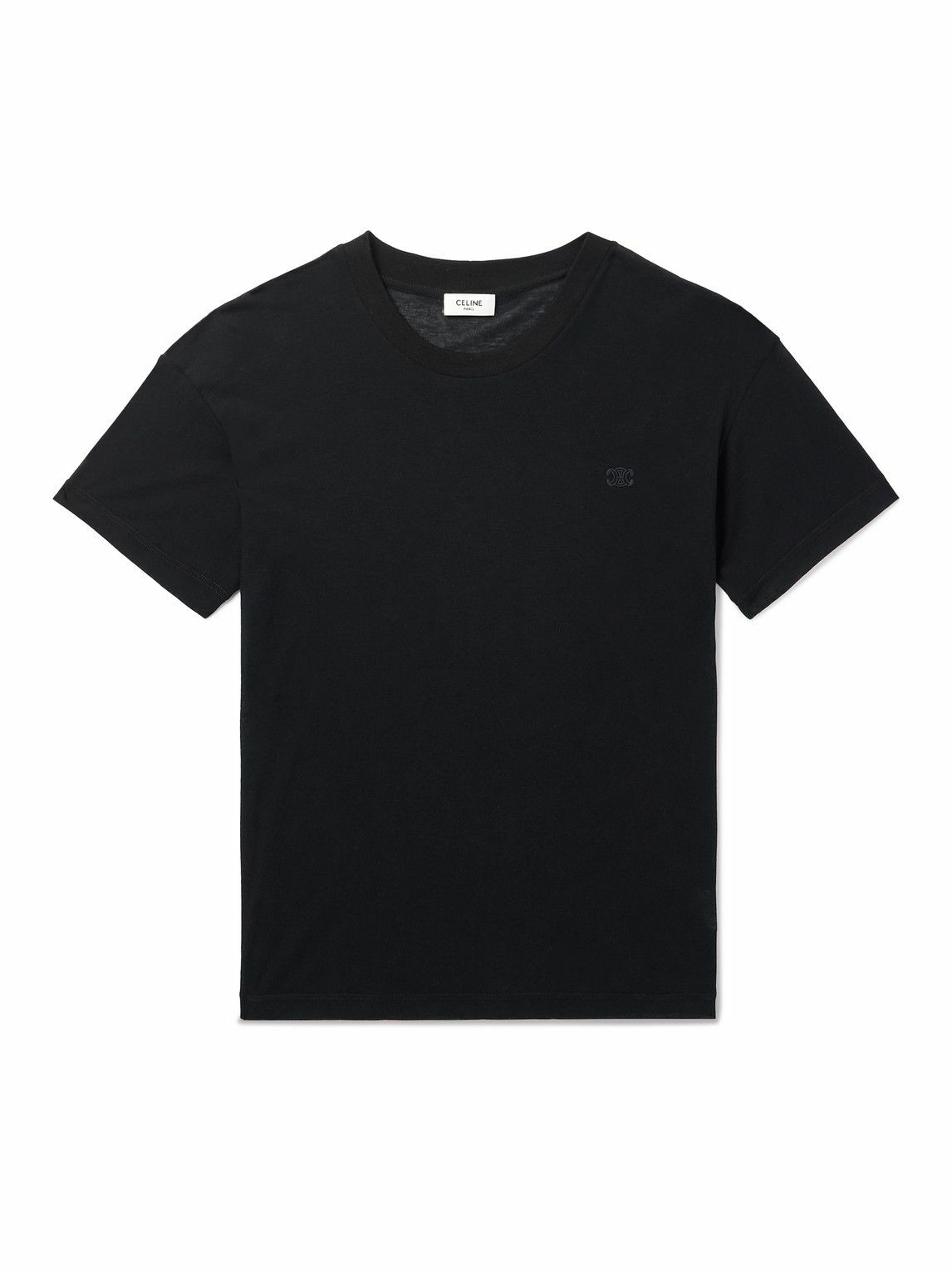 CELINE - Logo-Print Cotton-Jersey T-Shirt - Black Celine