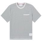 Thom Browne Men's Oversized Pocket Stripe T-Shirt in Medium Blue