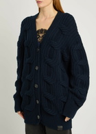 Stella Mccartney Cable-knit Wool Cardigan Navy
