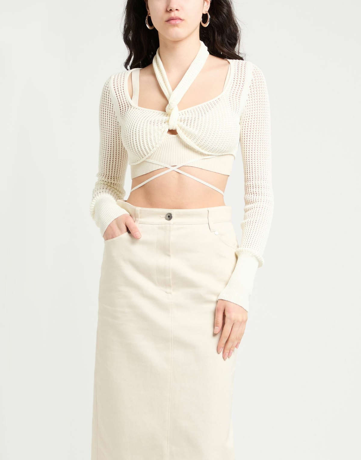 Andreādamo Womens Top Ivory