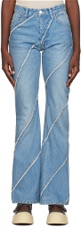 PERVERZE SSENSE Exclusive Blue Nano Mist Denim-Bias Line Jeans