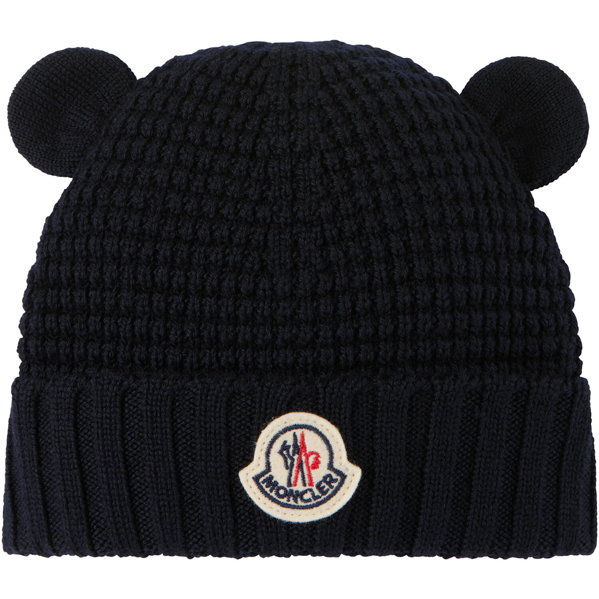 Moncler Enfant Baby Navy Wool Teddy Bear Ears Beanie