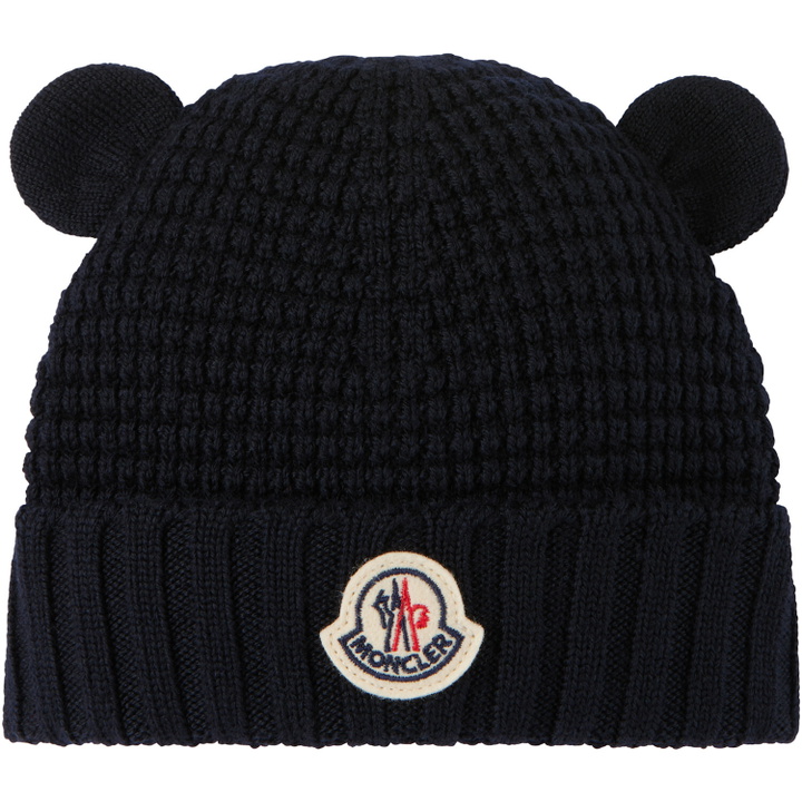 Photo: Moncler Enfant Baby Navy Wool Teddy Bear Ears Beanie