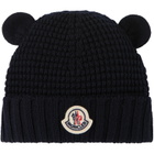 Moncler Enfant Baby Navy Wool Teddy Bear Ears Beanie