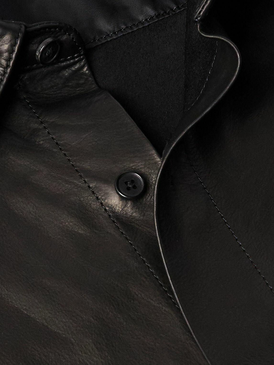 A.PRESSE - Leather Shirt Jacket - Black