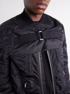 Rick Owens - Two-Piece Buckled Rib-Trimmed Satin Bomber Jacket - Black