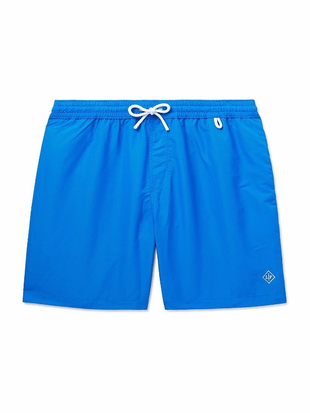 Photo: Loro Piana - Bay Straight-Leg Mid-Length Logo-Print Swim Shorts - Blue