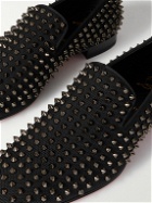 Christian Louboutin - Dandelion Grosgrain-Trimmed Studded Knitted Loafers - Black