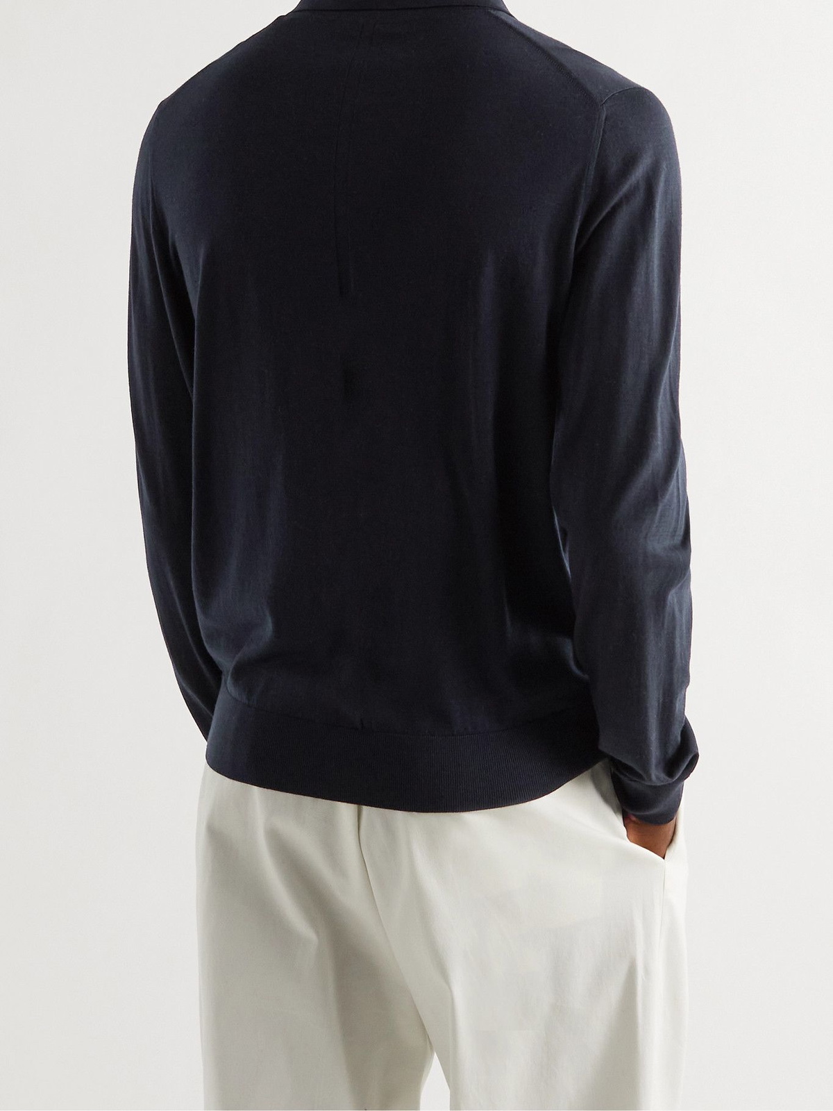 THE ROW - Diego Merino Wool Polo Shirt - Blue The Row