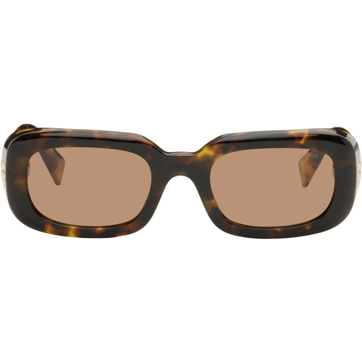 Photo: Miu Miu Eyewear Brown Rectangular Sunglasses