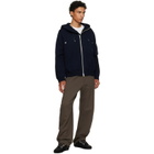 sacai Navy Cotton Cashmere Knit Hoodie