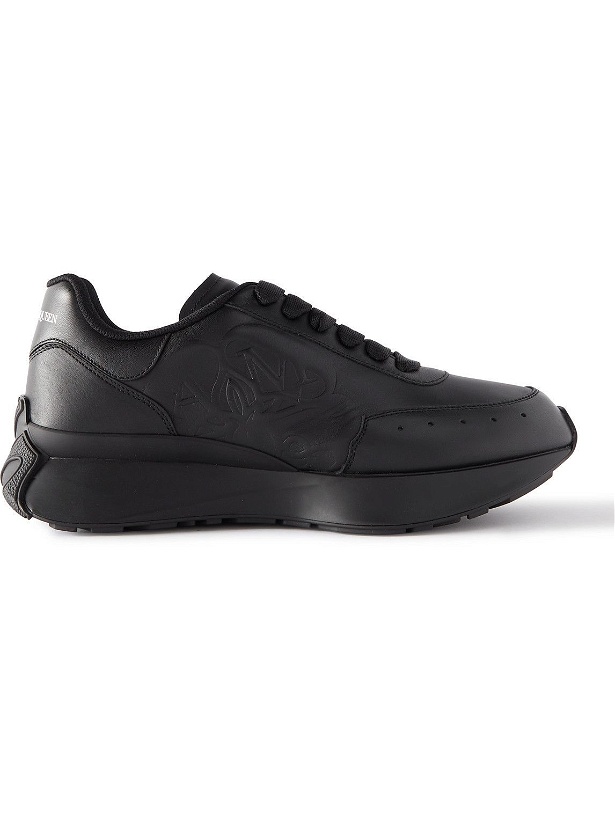 Photo: Alexander McQueen - Exaggerated-Sole Logo-Embossed Leather Sneakers - Black