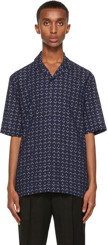 Photo: Sunspel Navy Print Short Sleeve Shirt