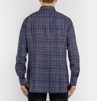 Brioni - Button-Down Collar Checked Linen Shirt - Men - Navy